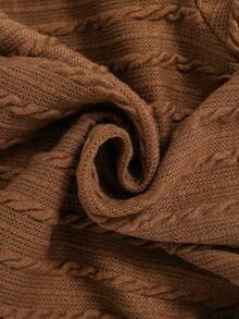 SHEIN Baby Girl 2pcs Turtleneck Cable Knit Tee - Grey - View 5