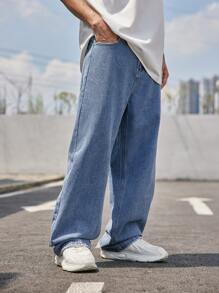 INFLATION 男士斜口袋牛仔褲 - 中等水洗藍 - 查看 4