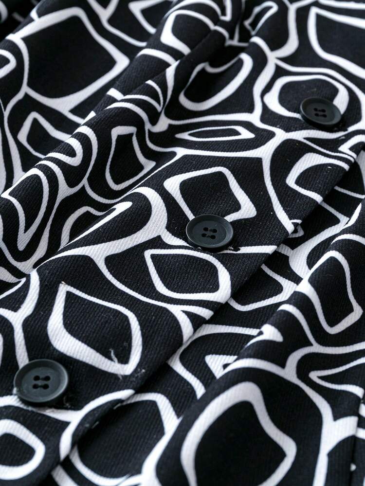 Plus Allover Print Coat Fall Cloth For Women