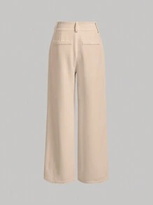 SHEIN MOD Solid Wide Leg Pants - Apricot - View 2