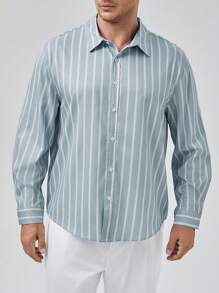 Manfinity Homme Men Plus Striped Print Shirt - Grey - View 4