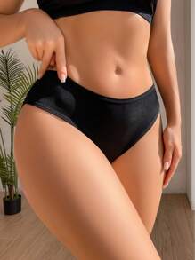 花卉花邊交叉蝴蝶結裝飾女式底褲內衣 - 黑色 - 查看 6