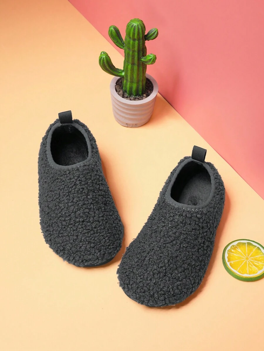 冬天室內柔軟的濃烈香調易於套上和時髦平底拖鞋適用於嬰兒 - 深灰色 - 查看 1
