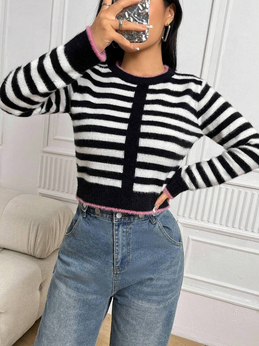 Lunelith SHEIN Lunessa Pull Court À Rayures