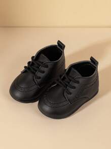 英式風格百搭實用純色平底鞋,適用於男女嬰兒 - 黑色 - 查看 1