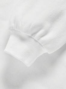 SHEIN Young Boy Bear Doll Print Drop Shoulder Thermal Lined Sweatshirt - White - View 5