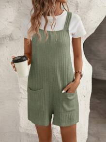 SHEIN LUNE 雙口袋背帶連體短褲不帶T恤