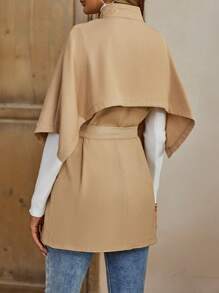 SHEIN LUNE 斗篷袖腰帶風衣外套 - 卡其色 - 查看 2