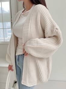 DAZY Áo khoác cardigan thả vai trơn - trắng - Xem 1