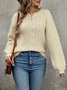 SHEIN LUNE Maglione in maglia a trecce spalle cadenti