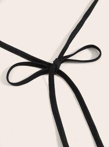 SHEIN ICON Tie Backless Sequin Halter Top - Black - View 3