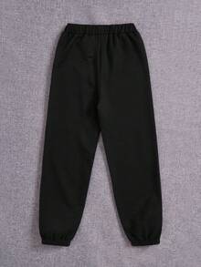 Quần Jogger dệt kim hình ngọn lửa & bướm thời trang Tween Girl - màu đen - Xem 2