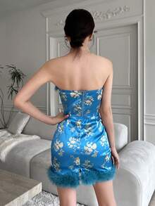 EastFlair 印花毛茸邊抹胸上衣 - 彩色 - 查看 2