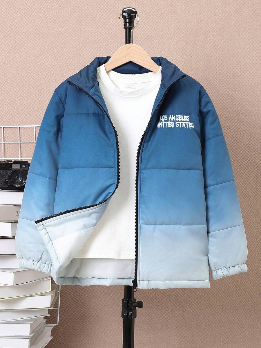 SHEIN Casaco acolchoado com estampa de letras gráficas Tween Boy 1pc
