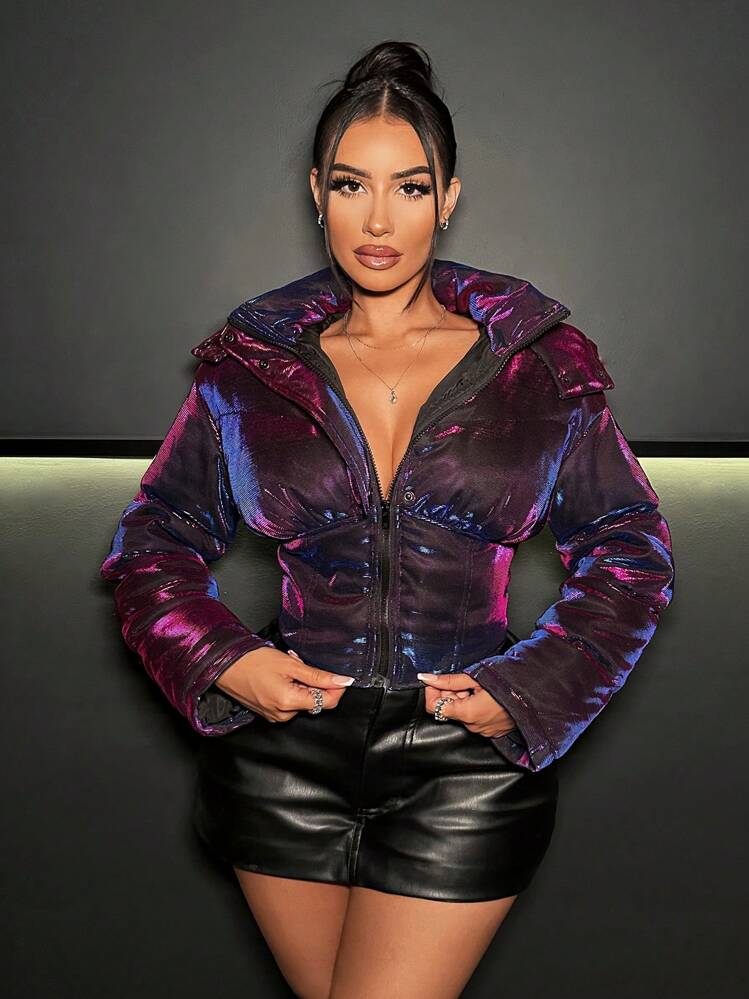 Cropped holographic jacket shop