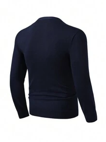 Manfinity Mode Men's Casual Solid Color Cardigan, Versatile For Autumn/Winter