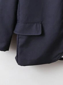 Tween Boy 1pc Lapel Neck Flap Detail Single Button Blazer