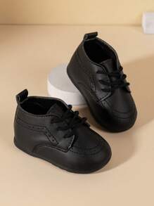 英式風格百搭實用純色平底鞋,適用於男女嬰兒 - 黑色 - 查看 4