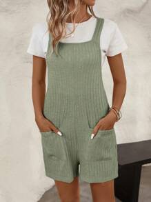 SHEIN LUNE 雙口袋背帶連體短褲不帶T恤