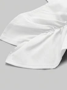 Aveloria Rosie 单肩荷叶边褶饰短款抹胸节日派对服装可爱有趣的衬衫 - 白色 - 查看 3