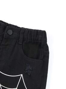 SHEIN Young Boy Cobweb Print Jeans