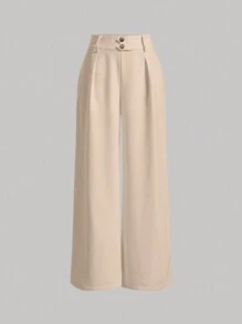SHEIN MOD Solid Wide Leg Pants - Apricot - View 1