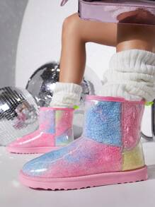 SHUZIA Nhuộm buộc Chóp giầy tròn Giày ống Ankle - Nhiều màu - Xem 4