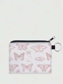 ROMWE Fairycore Butterfly Printed Coin Purse & Keychain, Flower Pattern 261610 - Multicolor - View 1
