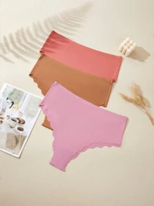 Plus 3pack Scallop Trim No Show Panty - Multicolor - View 3