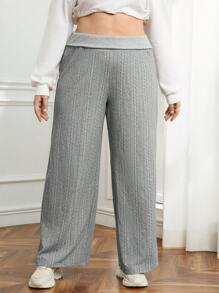 SHEIN Essnce Hơn Quần ống rộng - Xám - Xem 6