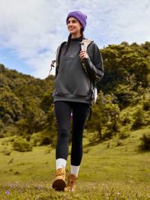 In My Nature Letter Graphic Detail Raglan Sleeve Sweatshirt - Dark Grey - View 6