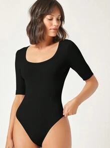 SHEIN BASICS 素色大圓領連身背心