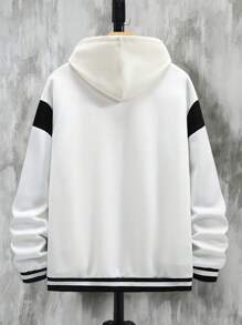 Manfinity Homme Men Plus Slogan Graphic Striped Trim Drop Shoulder Bomber Jacket Without Hoodie