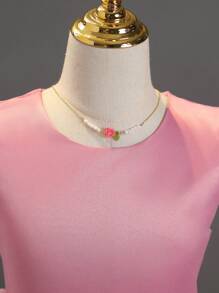 SHEIN Tween Girl Ruffle Trim Mesh Hem Party Dress for Christmas - Pink - View 4