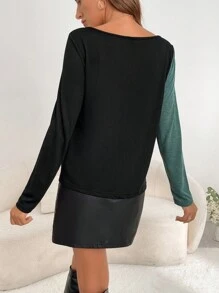 SHEIN Clasi 雙色紐扣細節T恤 - 彩色 - 查看 2