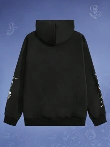 ROMWE MEN Corpse Bride | ROMWE Áo hoodie dây rút đồ họa hình chữ & hình cho chàng trai - màu đen - Xem 2