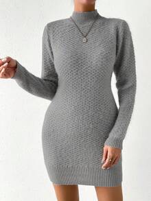Chiquease 小高領緊身毛衣洋裝 - 灰色 - 查看 4