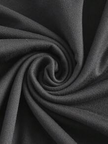 SHEIN EZwear Trang phục mùa xuân Áo thun xếp nếp dài tay cổ cao màu trơn - Xám - Xem 3