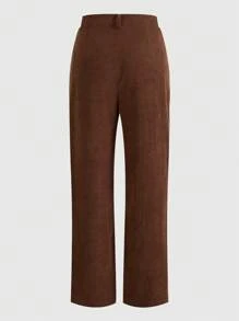 ROMWE Hippie Women's Sun Pattern Corduroy Long Pants - Brown - View 2