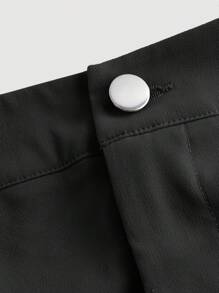 SHEIN MOD Solid Pleated Detail Buckle Detail Pleated Detail Skort