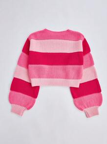 Flirla Jersey corto de manga farol con color en bloques, Tops de manga larga