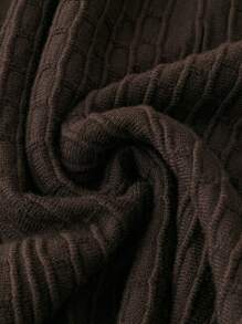 EMERY ROSE Plus Solid Flare Textured Knit Skirt - Coffee Brown - View 5