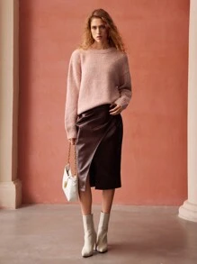 MOTF PREMIUM 亮片針織圓領毛衣 - 藕粉色 - 查看 8