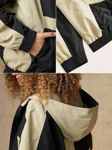 In My Nature Colorblock Zip Up Hooded Jacket - Black - View 7