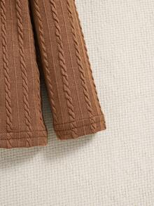 SHEIN Baby Girl 2pcs Turtleneck Cable Knit Tee - Grey - View 4