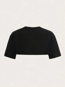 ROMWE PUNK Letter Graphic Super Crop Top, School