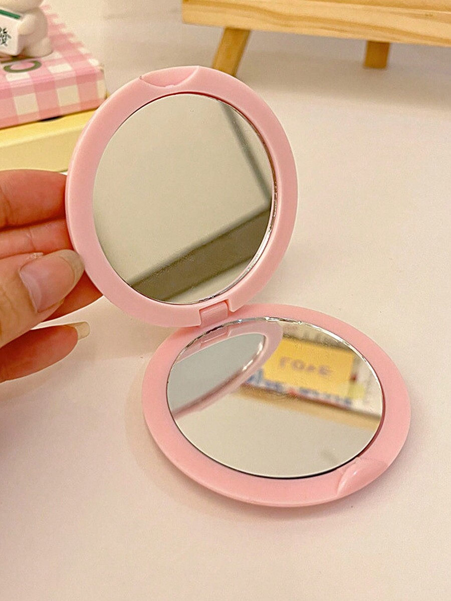 Foldable Pocket Makeup Mirror, 1pc Minimalist Round DoubleSided