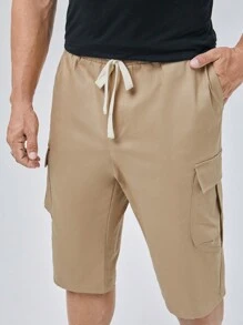 GENTILAND Men Plus Flap Pocket Side Cargo Pants - Khaki - View 5