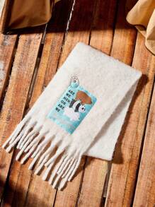 We Bare Bears X SHEIN White Warm Scarf - Beige - View 1