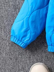 SHEIN Kleines Mädchen Gesteppter Mantel mit Reißverschluss, Kapuze,